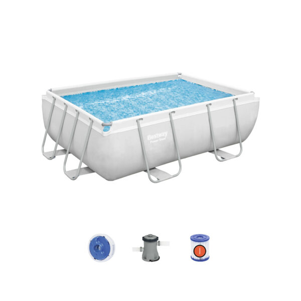 Bestway 56629 outdoor above ground pools Power Steel Rectangular Frame Swimming Pool Set