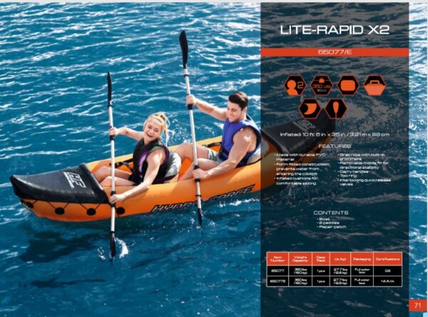 Bestway 65077 Inflatable Tandem Kayak Fishing Boat Kayak Ce PVC Tarpaulin K2 Based on Your Size Quantity - Image 2